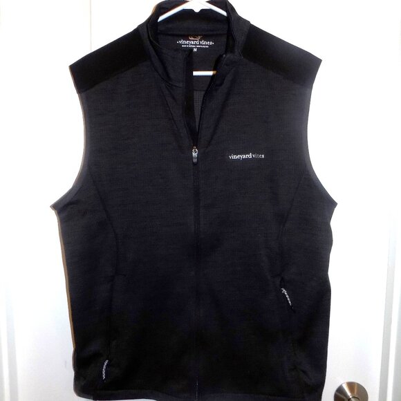 VINEYARD VINES Mens Lightweight Black Medium Vest Full Zip Performance Golf Run - Picture 1 of 6